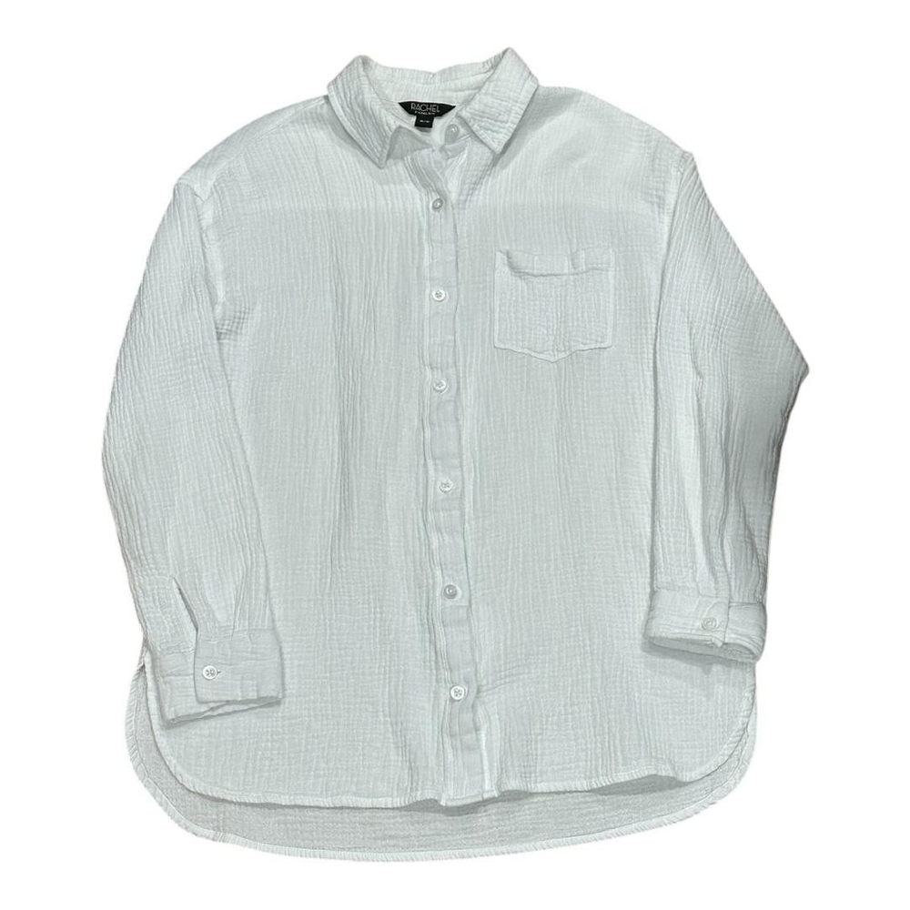 Rachel Rachel Roy Shirt Womens Medium White Gauze Button Front Long Sleeve Top